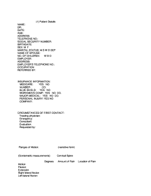 Spinal Impairment Rating Form
