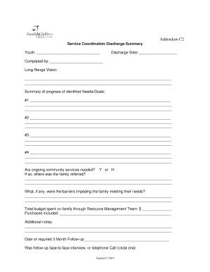 Service Coordination Discharge Summary Addendum C2