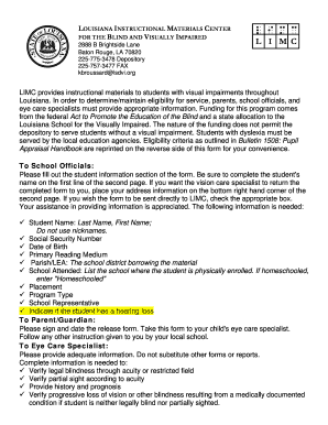 Louisiana Visual Impairment Eligibility Form