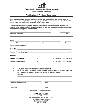 Verification of Previous Experience