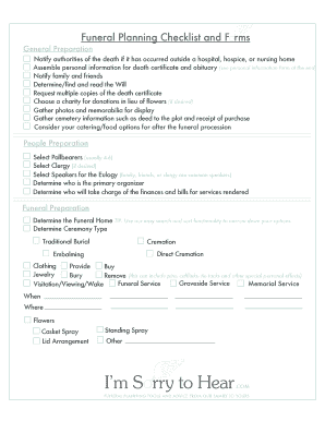 funeral checklist