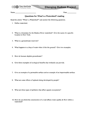 Watershed Reading Questions