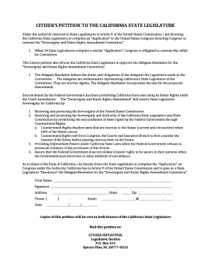 Citizen’s Petition for California State Legislature
