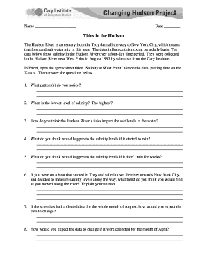 Hudson River Salinity Data Analysis Worksheet