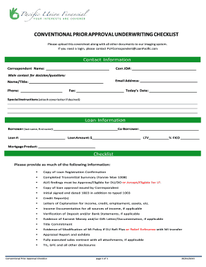 Conventional Prior Approval Underwriting Checklist