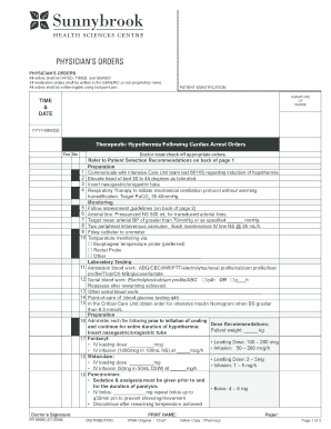 Therapeutic Hypothermia Orders