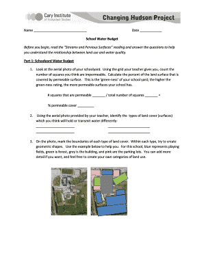 School Water Budget Form
