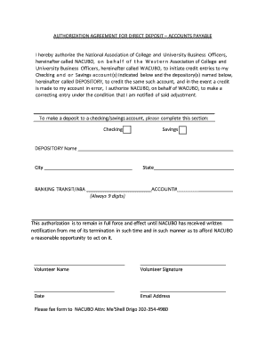 Authorization Agreement for Direct Deposit