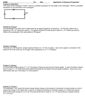 Application of Exponent Properties Worksheet