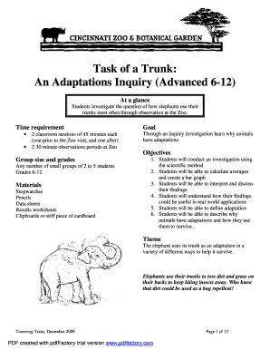 Elephant Trunk Adaptation Inquiry Form