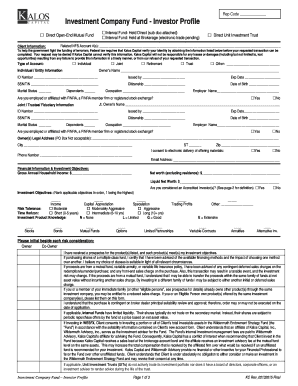 Investment Company Fund Investor Profile Form