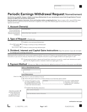 Periodic Earnings Withdrawal Request Nonretirement Form
