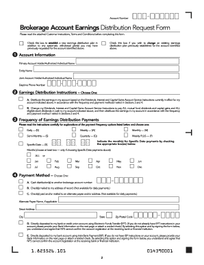 Brokerage Account Earnings Distribution Request Form