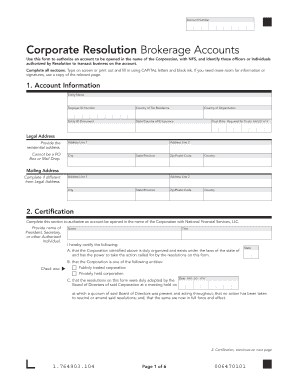 Corporate Resolution Brokerage Account Authorization Form