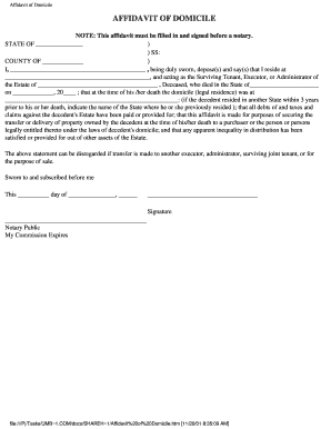 Affidavit of Domicile