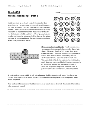 Metallic Bonding Worksheet
