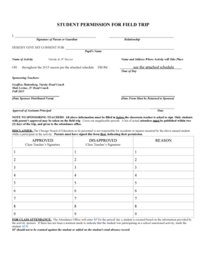 Student Permission for Field Trip