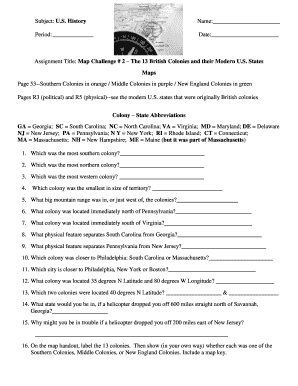 US History Map Challenge Form