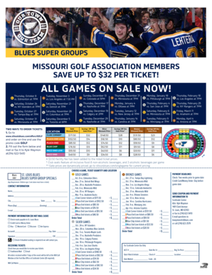 St. Louis Blues Golf Club Ticket Order Form