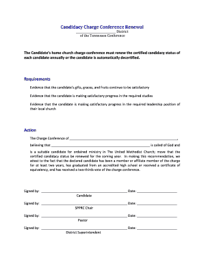 United Methodist Church Candidacy Renewal Form
