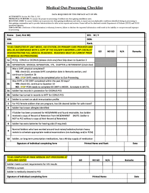 Medical Out-Processing Checklist