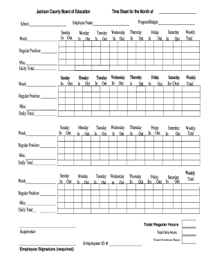 Jackson County School Employee Time Sheet