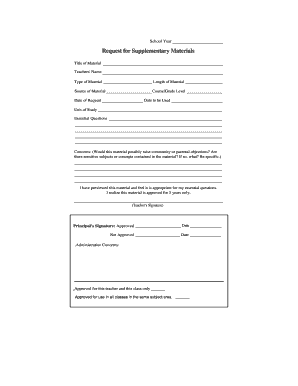 Request for Supplementary Materials Form