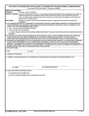 Applicant Authorization for Release of Information for Employment Consideration