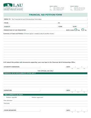 Financial Aid Petition Form
