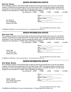 Senior Final Expense Plan Inquiry Form