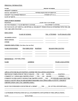 Employment Application Form