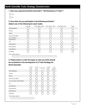 North Grenville Trails Strategy Questionnaire