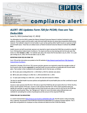 IRS Form 720 PCORI Fee Reporting
