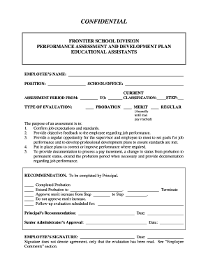 Performance Assessment and Development Plan for Educational Assistants