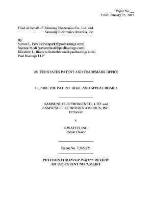 Calligraphy forms - Paper No Filed on behalf of Samsung Electronics Co Ltd