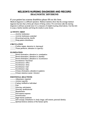 Nursing Diagnosis and Record Form