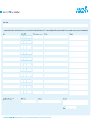 Authorised Representatives Form