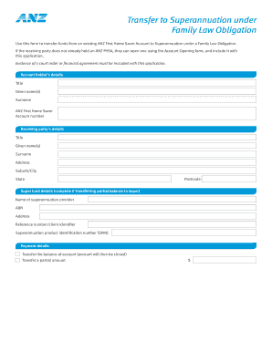 ANZ First Home Saver Superannuation Transfer Form