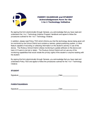 1-to-1 Technology Initiative Acknowledgement Form