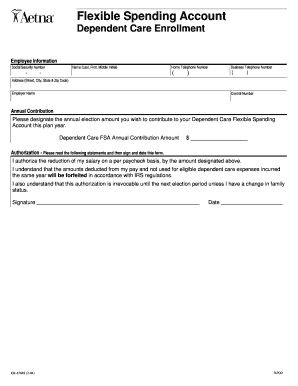 Dependent Care FSA Enrollment Form