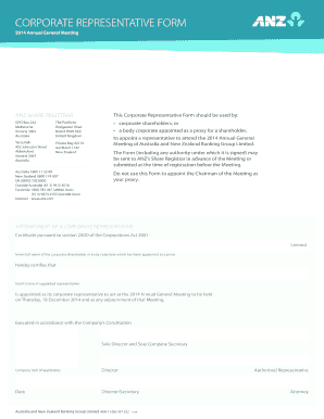Corporate Representative Form