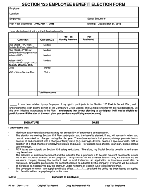 Section 125 Employee Benefit Election Form