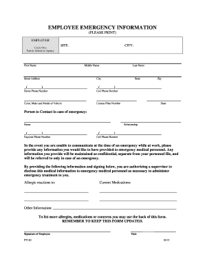 Employee Emergency Information Form