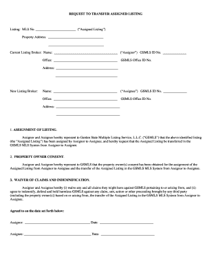Request to Transfer Assigned Listing