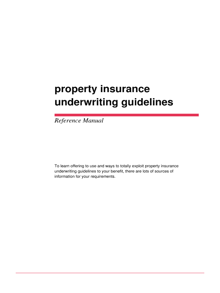 Fillable Online Property insurance underwriting guidelines Fax Email