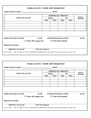 Paid Leave Time Off Request Form