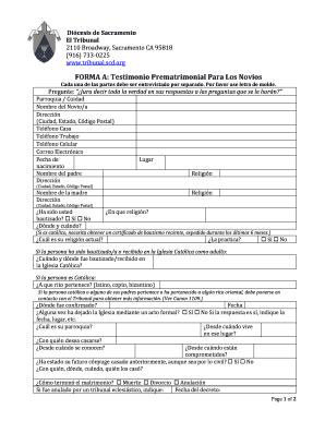 Forma A: Testimonio Prematrimonial Para Los Novios