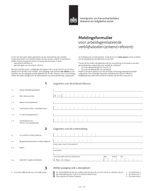 Meldingsformulier voor arbeidsgerelateerde verblijfsdoelen