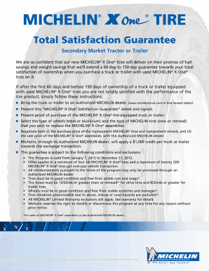 Michelin X One Tire Satisfaction Guarantee