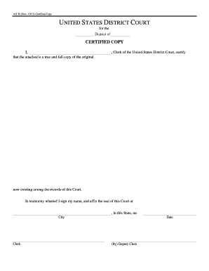 US District Court Certified Copy